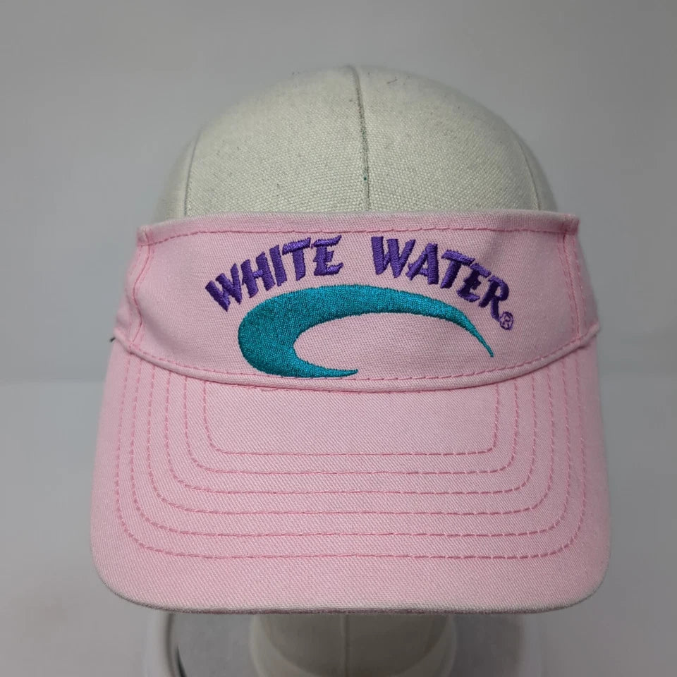 White Water Strapback Sun Visor Hat Pink One Size Adjustable Embroidered Logo