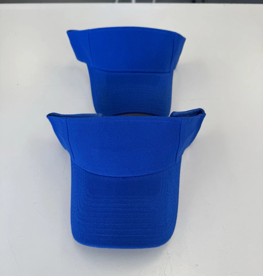 Lot of 2 Blue Adjustable Golf Visor Hats Unisex Adults Polyester Solid