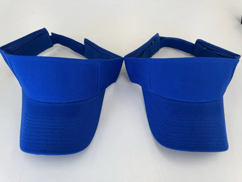 Lot of 2 Blue Adjustable Golf Visor Hats Unisex Adults Polyester Solid