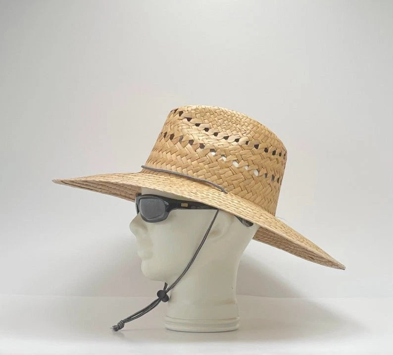 Fishermen Straw Hat, overall size 18.25 x 17 well ventilated, light in weight,